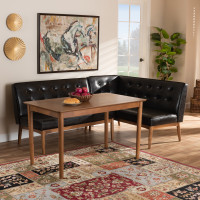 Baxton Studio RH319C-Sand/Dark Brown-7PC Dining Set Minette Modern and Contemporary Sand Fabric Upholstered Espresso Brown Finished Wood 7-Piece Dining Set